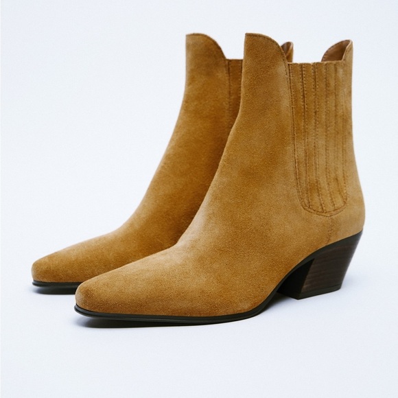 NWT. Zara Split Suede Cowboy-Style Ankle Boots. Size 6,5.  9 - Picture 3 of 9